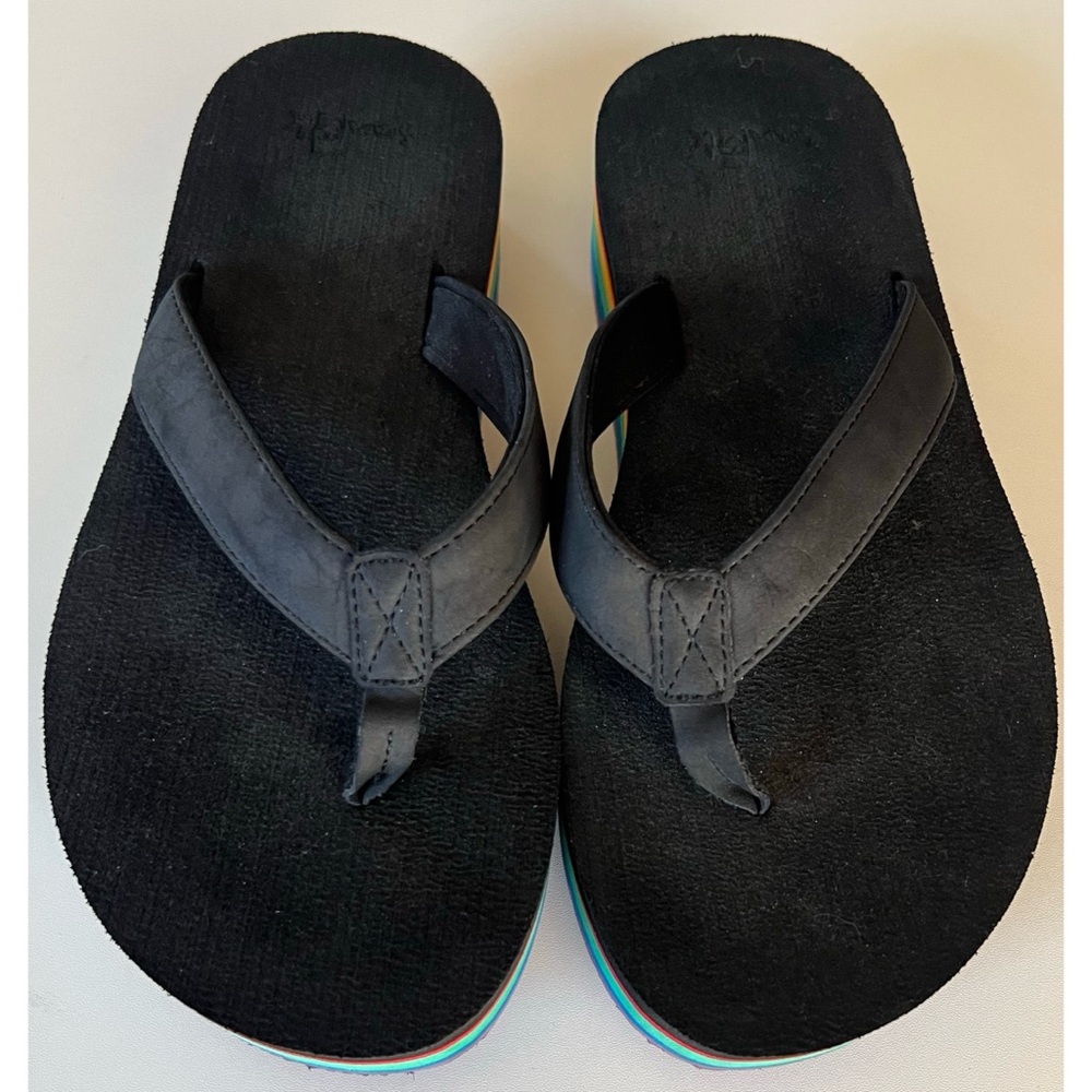 Sanuk Rainbow Yoga Mat Platform Flip Flop Sandals 8 - Picture 4 of 11